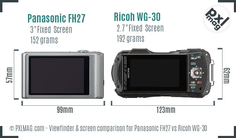 Panasonic FH27 vs Ricoh WG-30 Screen and Viewfinder comparison