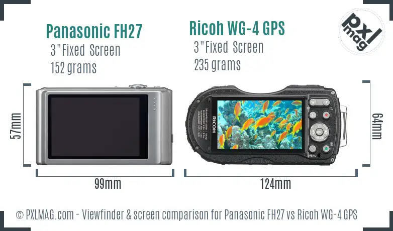 Panasonic FH27 vs Ricoh WG-4 GPS Screen and Viewfinder comparison