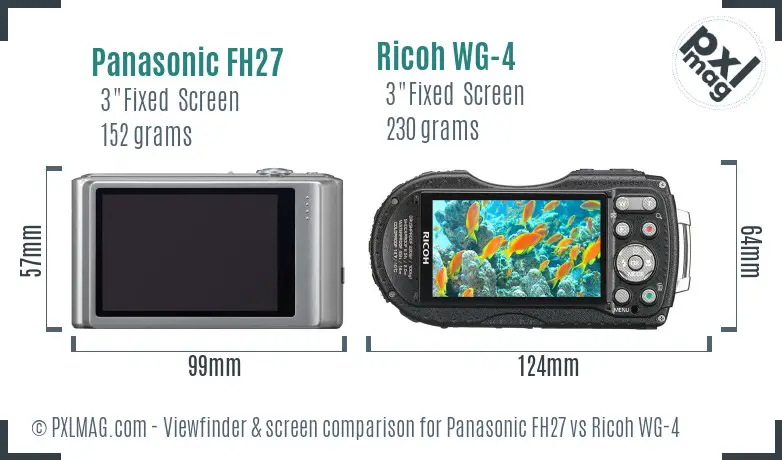 Panasonic FH27 vs Ricoh WG-4 Screen and Viewfinder comparison