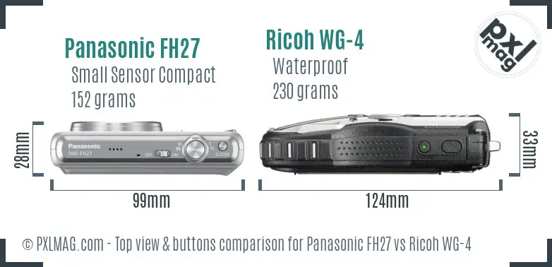 Panasonic FH27 vs Ricoh WG-4 top view buttons comparison
