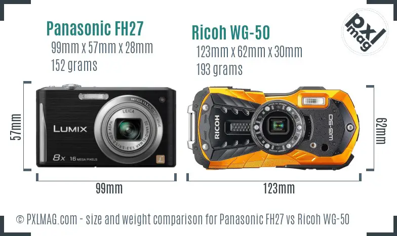 Panasonic FH27 vs Ricoh WG-50 size comparison Panasonic FH27 vs Ricoh WG-50 size comparison