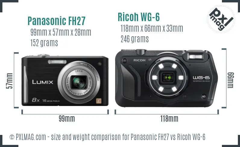 Panasonic FH27 vs Ricoh WG-6 size comparison