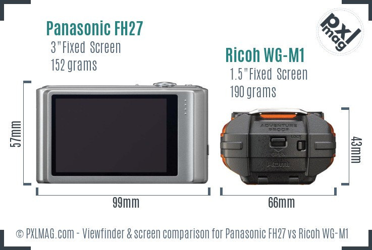 Panasonic FH27 vs Ricoh WG-M1 Screen and Viewfinder comparison