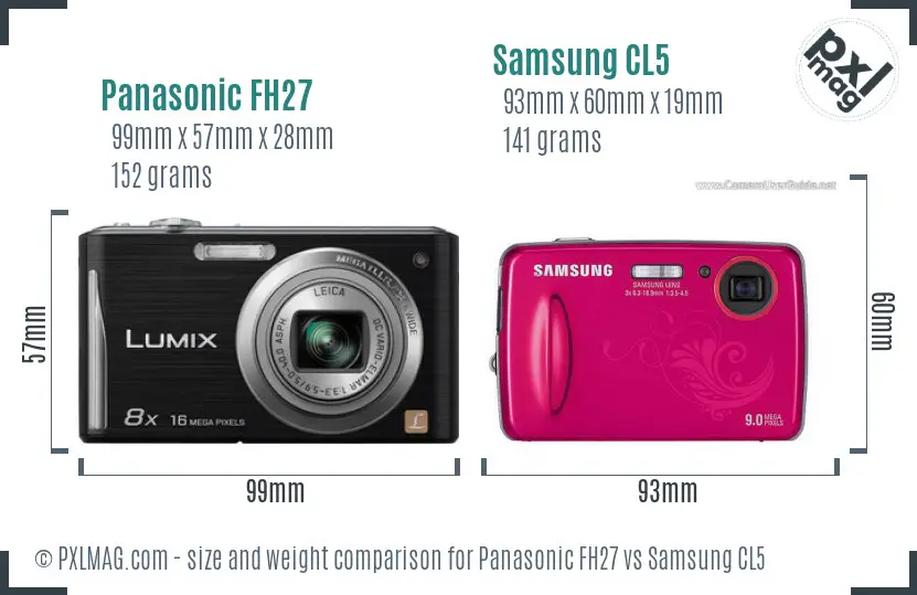 Panasonic FH27 vs Samsung CL5 size comparison Panasonic FH27 vs Samsung CL5 size comparison