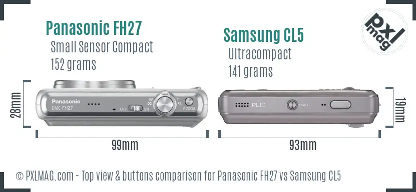 Panasonic FH27 vs Samsung CL5 top view buttons comparison Panasonic FH27 vs Samsung CL5 top view buttons comparison