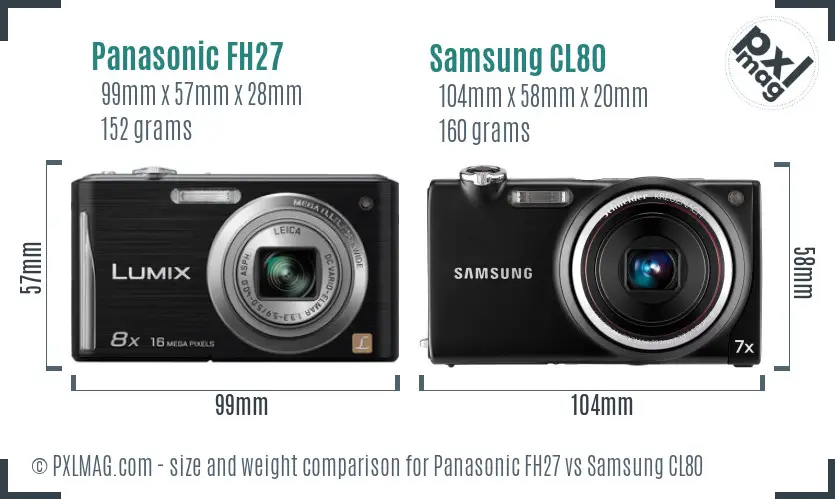 Panasonic FH27 vs Samsung CL80 size comparison