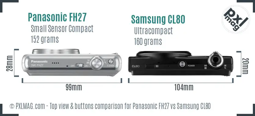 Panasonic FH27 vs Samsung CL80 top view buttons comparison