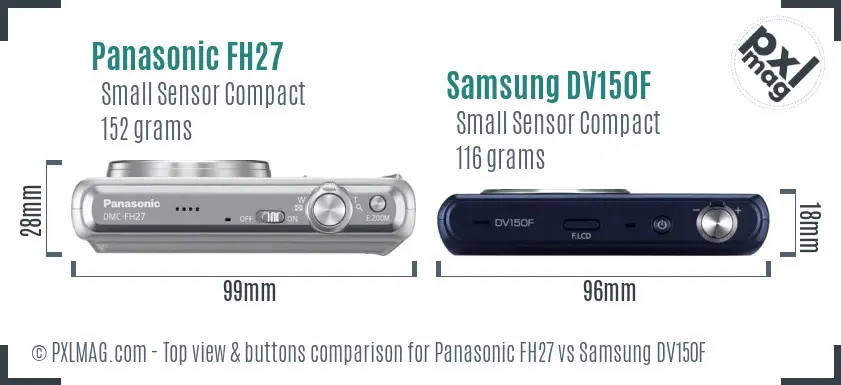 Panasonic FH27 vs Samsung DV150F top view buttons comparison