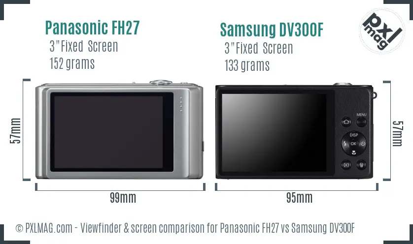 Panasonic FH27 vs Samsung DV300F Screen and Viewfinder comparison