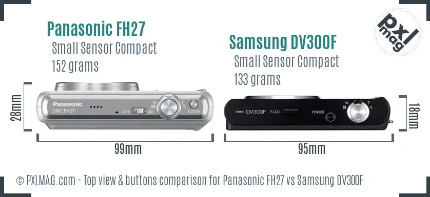 Panasonic FH27 vs Samsung DV300F top view buttons comparison