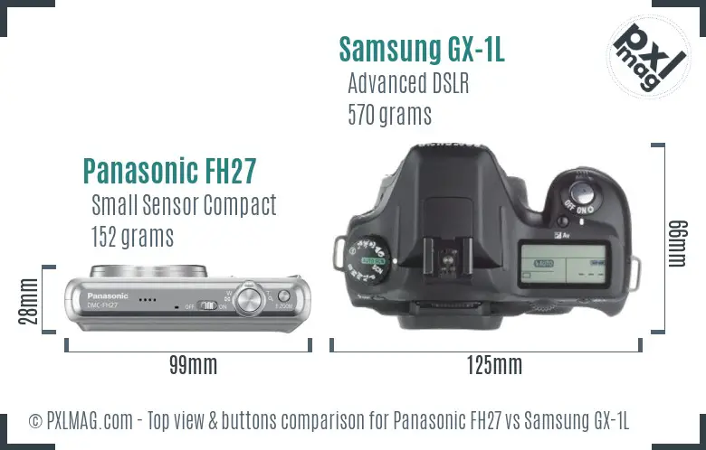 Panasonic FH27 vs Samsung GX-1L top view buttons comparison