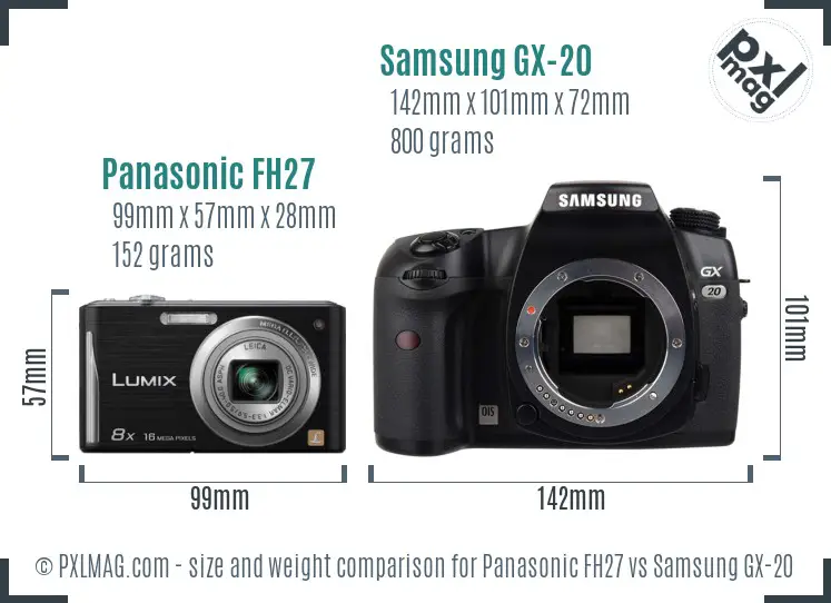 Panasonic FH27 vs Samsung GX-20 size comparison