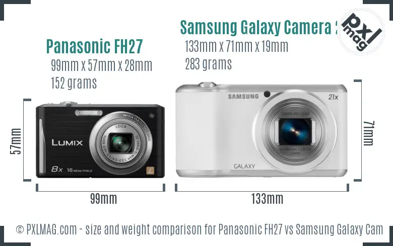 Panasonic FH27 vs Samsung Galaxy Camera 2 size comparison