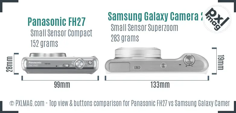 Panasonic FH27 vs Samsung Galaxy Camera 2 top view buttons comparison