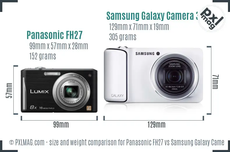 Panasonic FH27 vs Samsung Galaxy Camera 3G size comparison