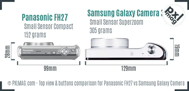 Panasonic FH27 vs Samsung Galaxy Camera 3G top view buttons comparison