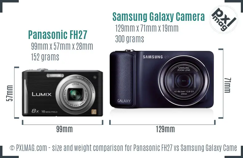 Panasonic FH27 vs Samsung Galaxy Camera size comparison