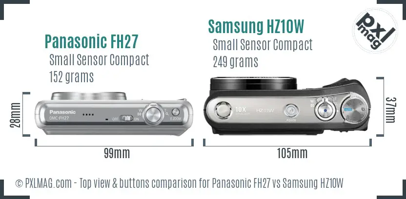 Panasonic FH27 vs Samsung HZ10W top view buttons comparison