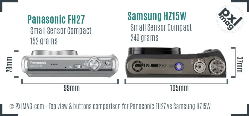 Panasonic FH27 vs Samsung HZ15W top view buttons comparison