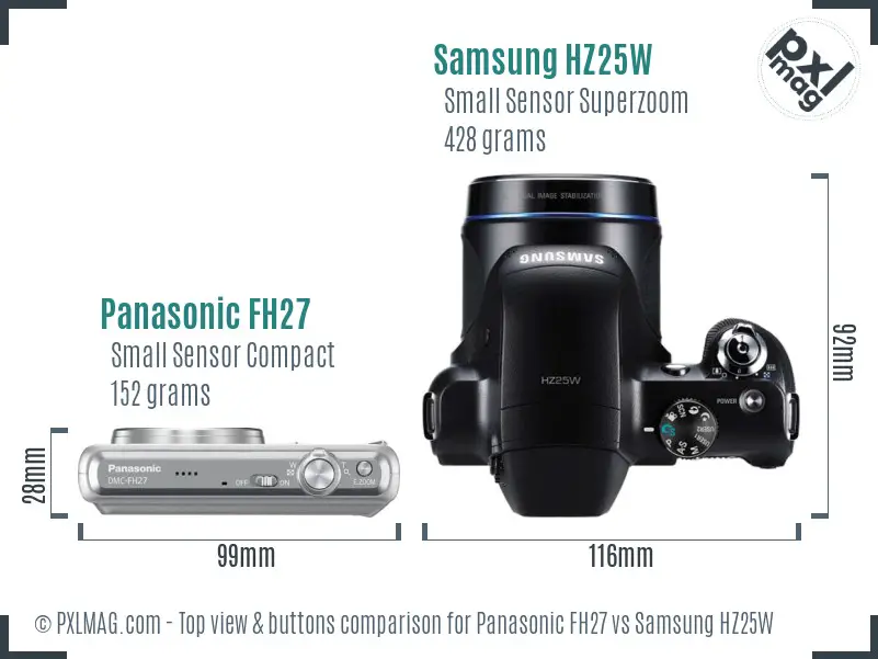 Panasonic FH27 vs Samsung HZ25W top view buttons comparison