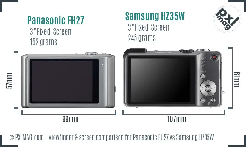 Panasonic FH27 vs Samsung HZ35W Screen and Viewfinder comparison Panasonic FH27 vs Samsung HZ35W Screen and Viewfinder comparison