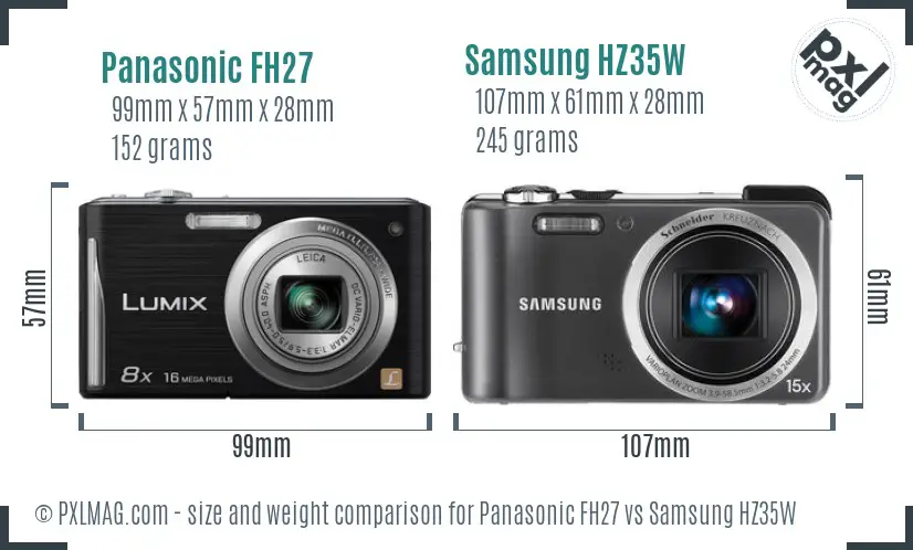 Panasonic FH27 vs Samsung HZ35W size comparison Panasonic FH27 vs Samsung HZ35W size comparison