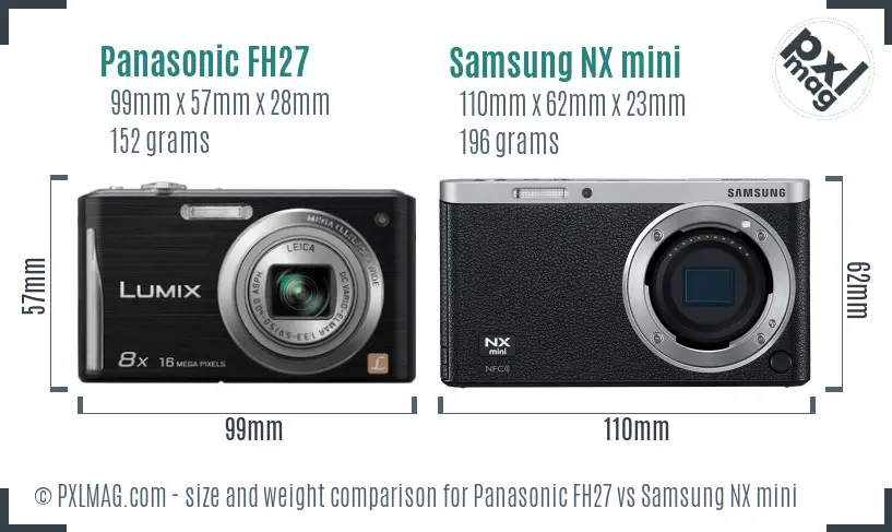 Panasonic FH27 vs Samsung NX mini size comparison