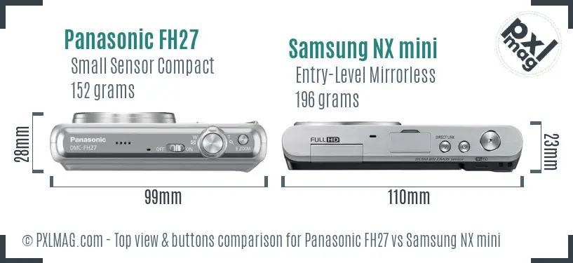 Panasonic FH27 vs Samsung NX mini top view buttons comparison