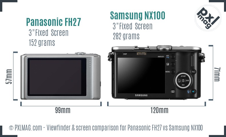 Panasonic FH27 vs Samsung NX100 Screen and Viewfinder comparison