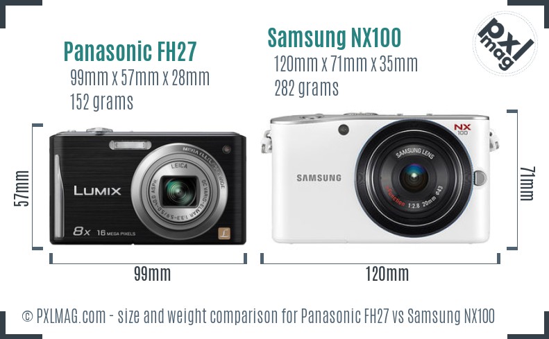 Panasonic FH27 vs Samsung NX100 size comparison Panasonic FH27 vs Samsung NX100 size comparison