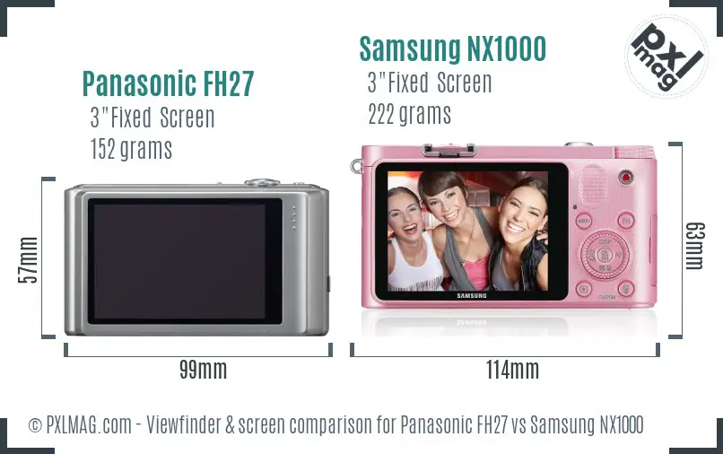 Panasonic FH27 vs Samsung NX1000 Screen and Viewfinder comparison