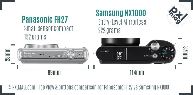 Panasonic FH27 vs Samsung NX1000 top view buttons comparison