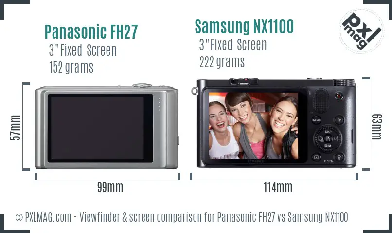 Panasonic FH27 vs Samsung NX1100 Screen and Viewfinder comparison