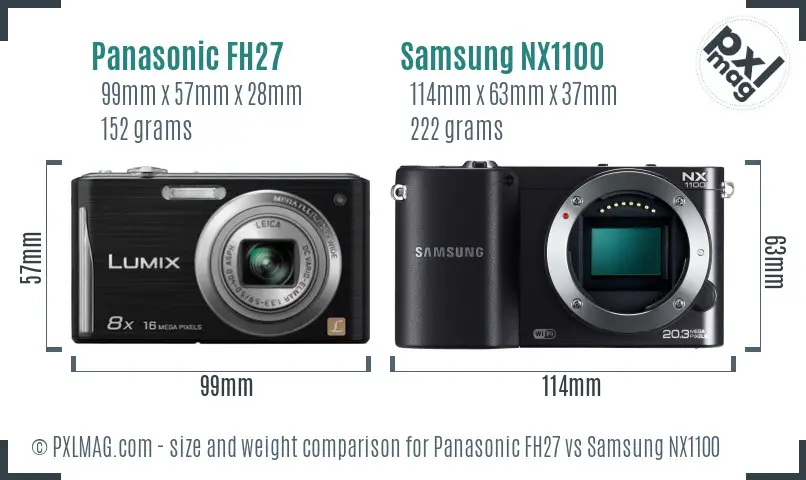 Panasonic FH27 vs Samsung NX1100 size comparison