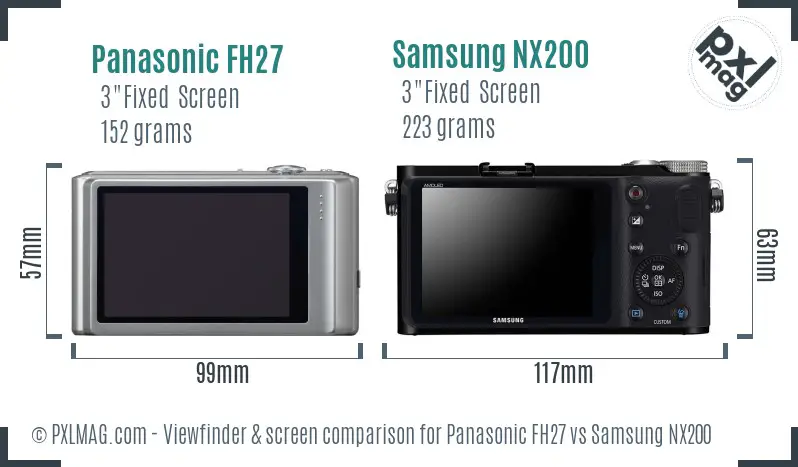 Panasonic FH27 vs Samsung NX200 Screen and Viewfinder comparison