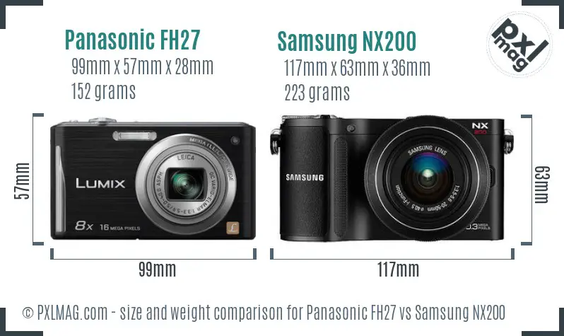 Panasonic FH27 vs Samsung NX200 size comparison