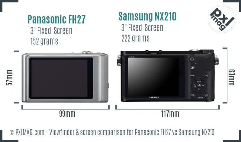 Panasonic FH27 vs Samsung NX210 Screen and Viewfinder comparison Panasonic FH27 vs Samsung NX210 Screen and Viewfinder comparison
