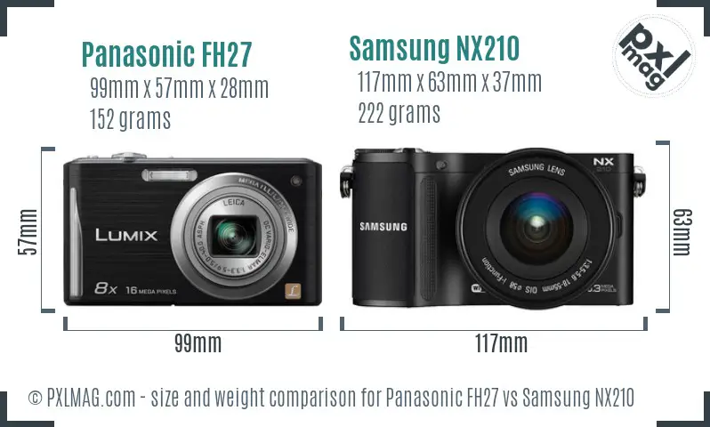 Panasonic FH27 vs Samsung NX210 size comparison Panasonic FH27 vs Samsung NX210 size comparison