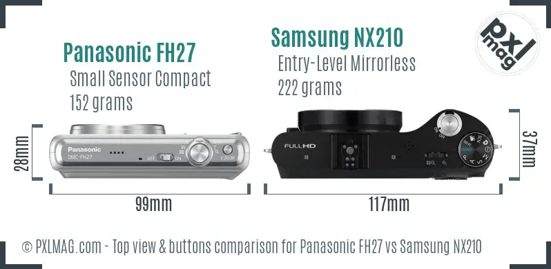 Panasonic FH27 vs Samsung NX210 top view buttons comparison Panasonic FH27 vs Samsung NX210 top view buttons comparison