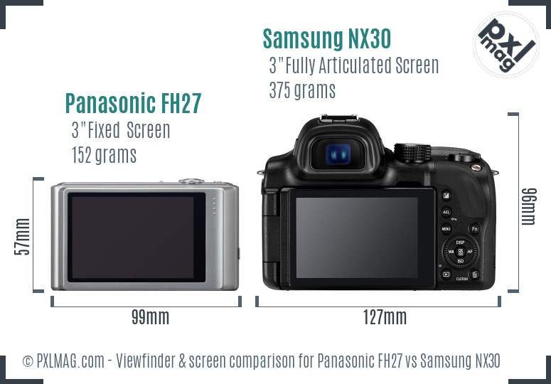 Panasonic FH27 vs Samsung NX30 Screen and Viewfinder comparison
