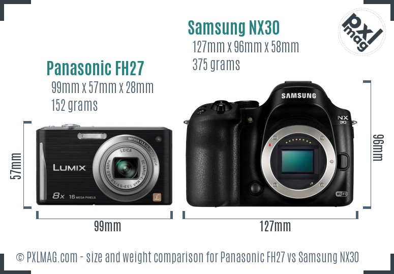 Panasonic FH27 vs Samsung NX30 size comparison