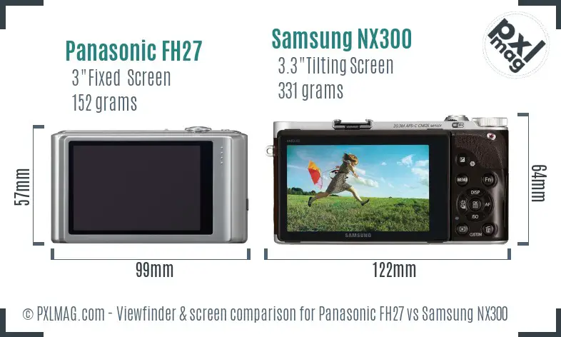 Panasonic FH27 vs Samsung NX300 Screen and Viewfinder comparison