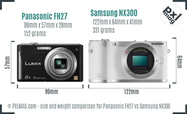 Panasonic FH27 vs Samsung NX300 size comparison