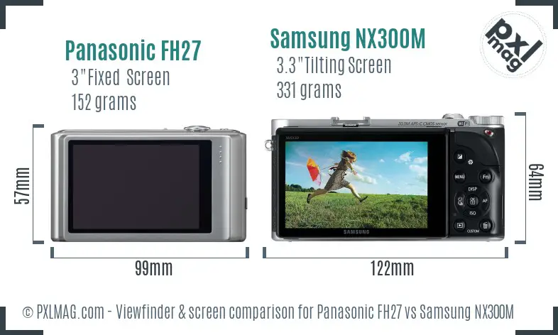 Panasonic FH27 vs Samsung NX300M Screen and Viewfinder comparison