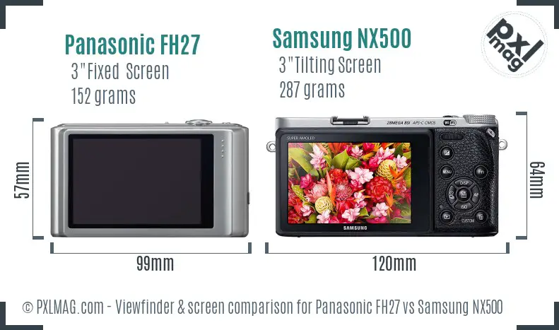 Panasonic FH27 vs Samsung NX500 Screen and Viewfinder comparison