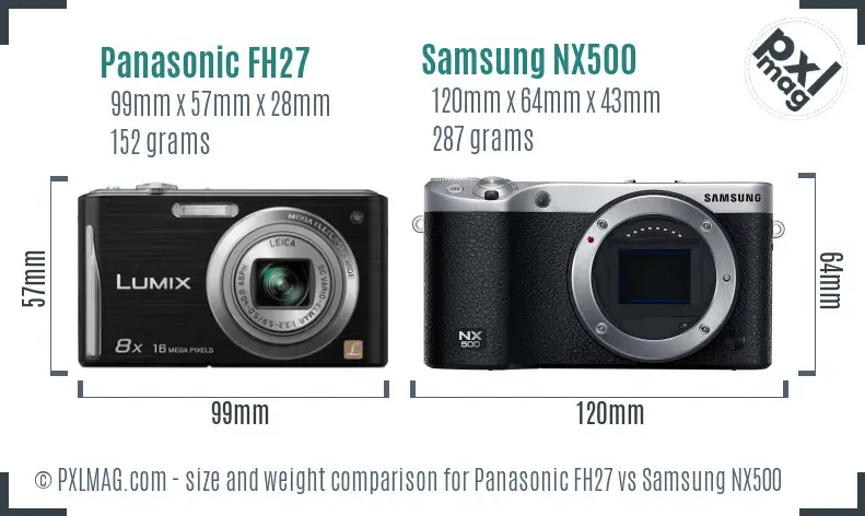 Panasonic FH27 vs Samsung NX500 size comparison