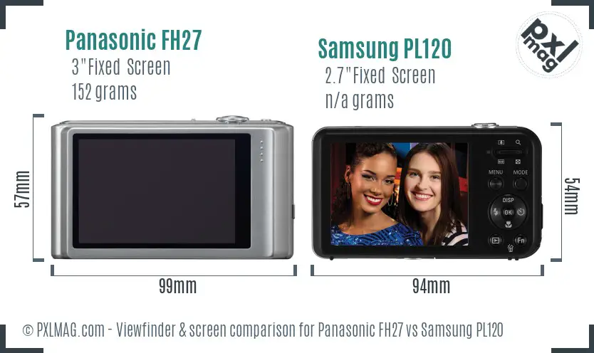 Panasonic FH27 vs Samsung PL120 Screen and Viewfinder comparison