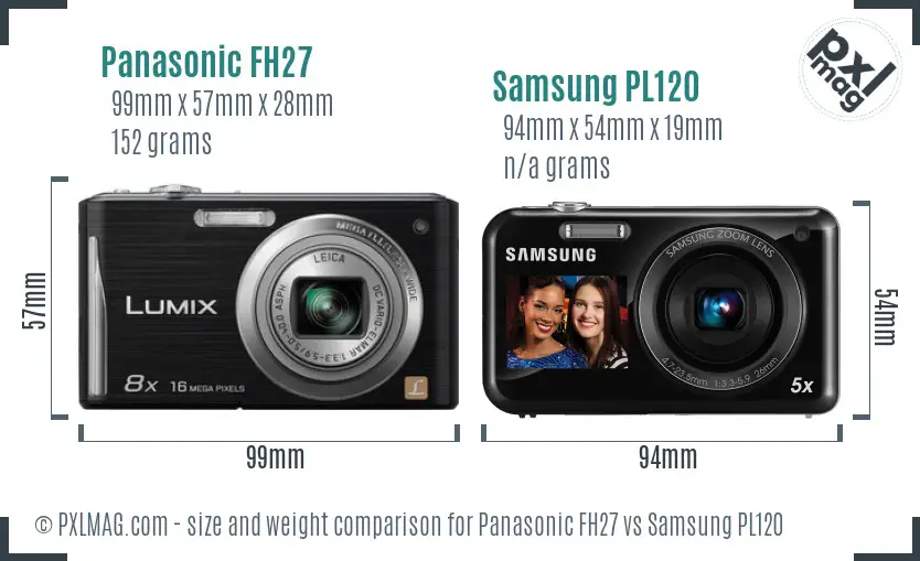 Panasonic FH27 vs Samsung PL120 size comparison