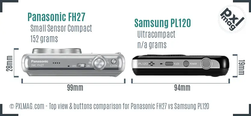 Panasonic FH27 vs Samsung PL120 top view buttons comparison