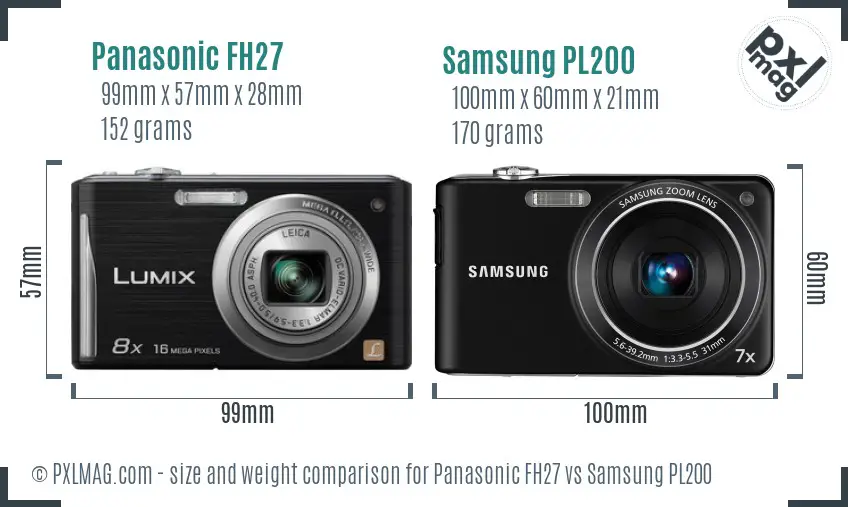 Panasonic FH27 vs Samsung PL200 size comparison